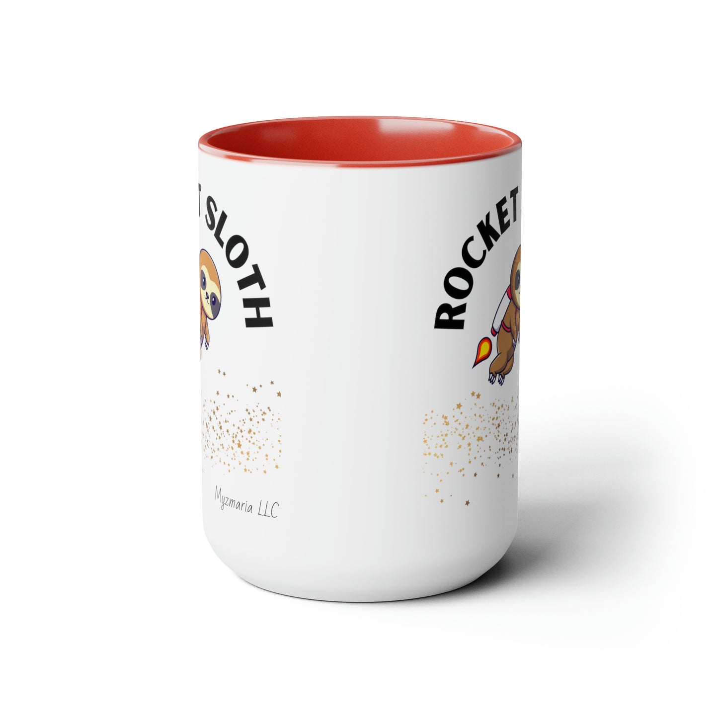 Two-Tone Coffee Mugs, 15oz Rocket Sloth