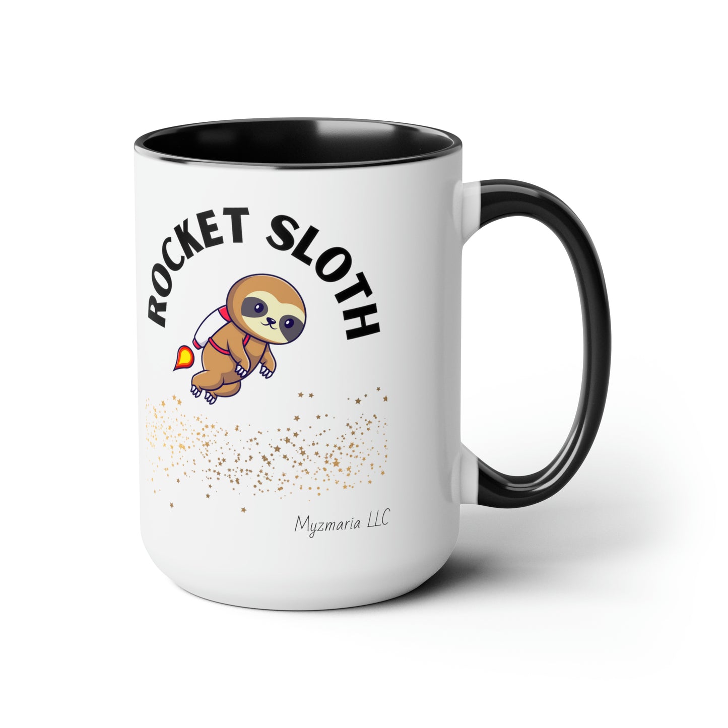 Two-Tone Coffee Mugs, 15oz Rocket Sloth