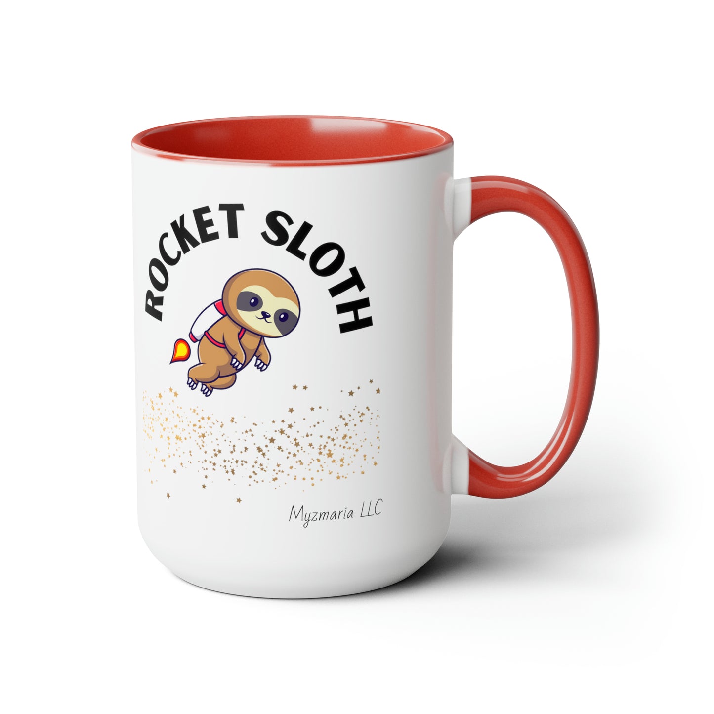 Two-Tone Coffee Mugs, 15oz Rocket Sloth