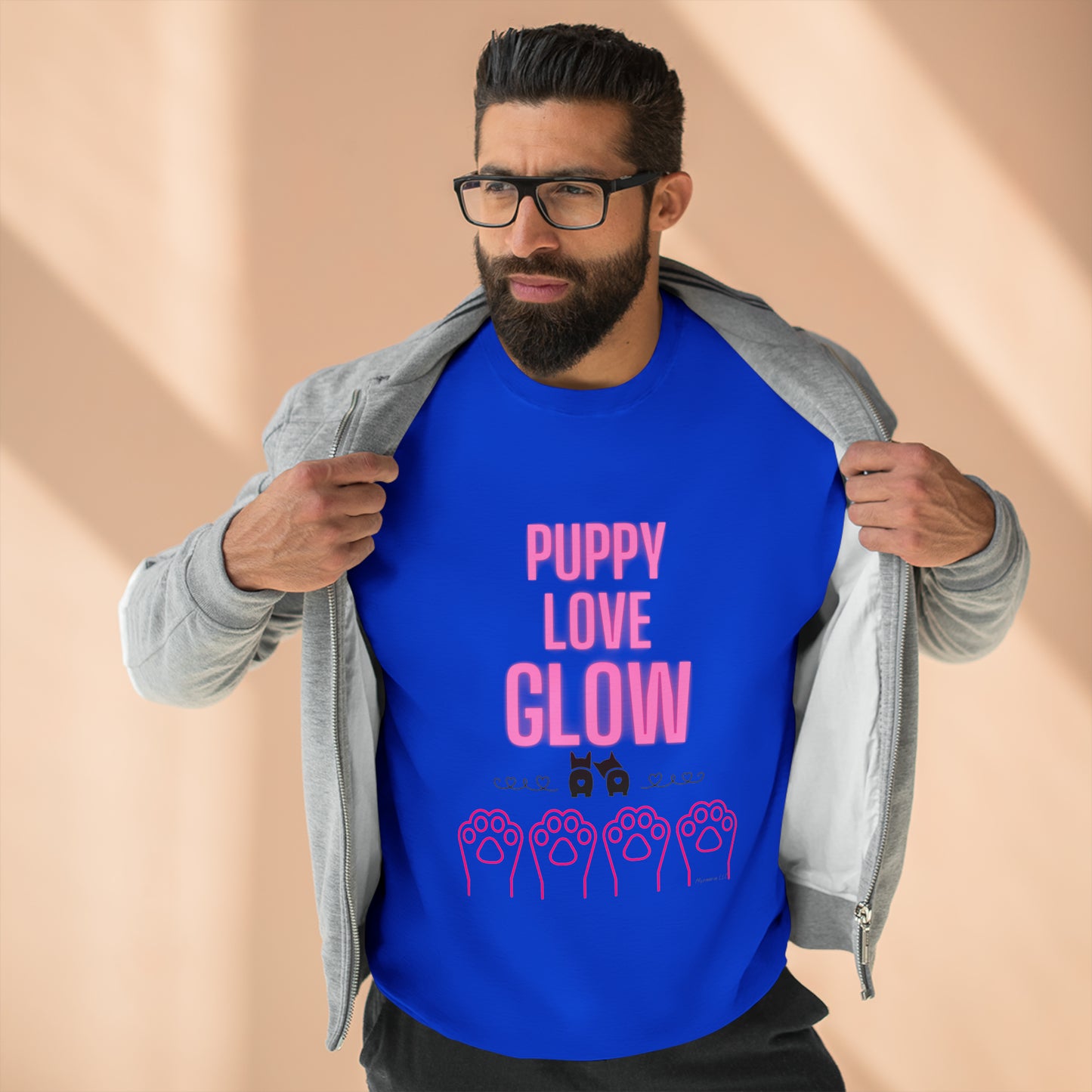 Unisex Premium Crewneck Sweatshirt Puppy Love Glow