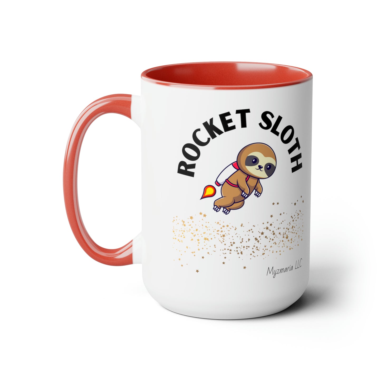 Two-Tone Coffee Mugs, 15oz Rocket Sloth