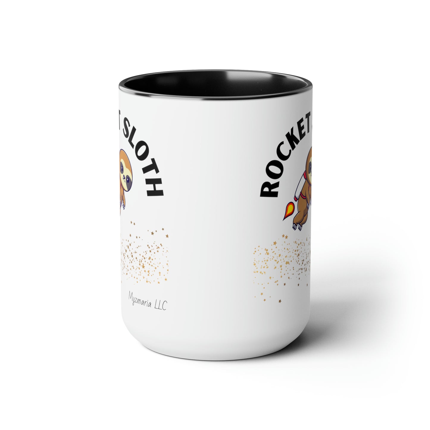 Two-Tone Coffee Mugs, 15oz Rocket Sloth